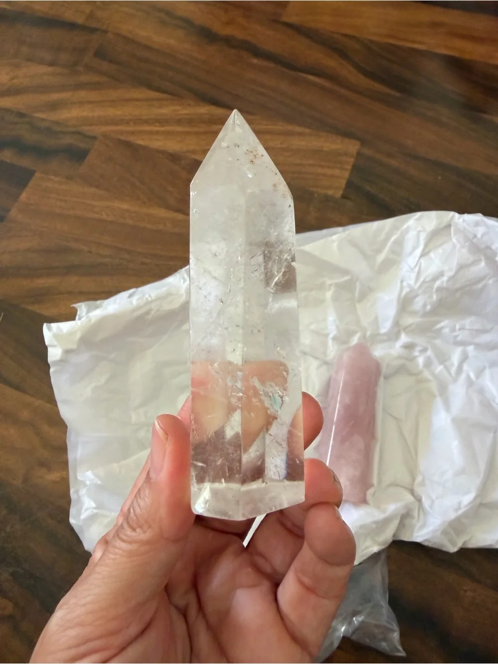 Crystal Towers - Rose Quarts, clear quarts and rainbow fluorite